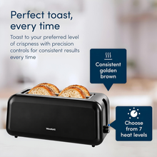 Load image into Gallery viewer, WeeKett Long Slot 4 Slice Toaster, Black Stainless Steel Toaster with Extra Wide Slots - ETA Nov 20th