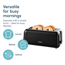 Load image into Gallery viewer, WeeKett Long Slot 4 Slice Toaster, Black Stainless Steel Toaster with Extra Wide Slots - ETA Nov 20th