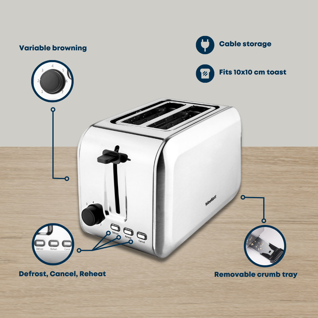 Toaster 2 Slice with Variable Browning Control - Stainless Steel – WeeKett
