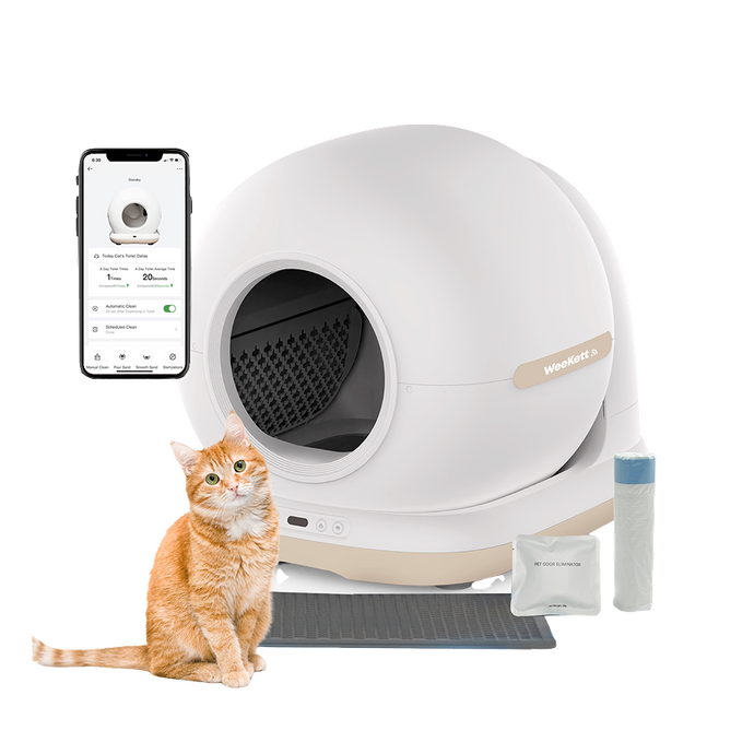WeeKett Smart Cat Litter Box with App, Large 75L Capacity, Self Cleaning Cat Litter Tray- Automatic Odour Control, Quiet Operation, Easy Maintenance, Compatible with Clumping & Natural Litters